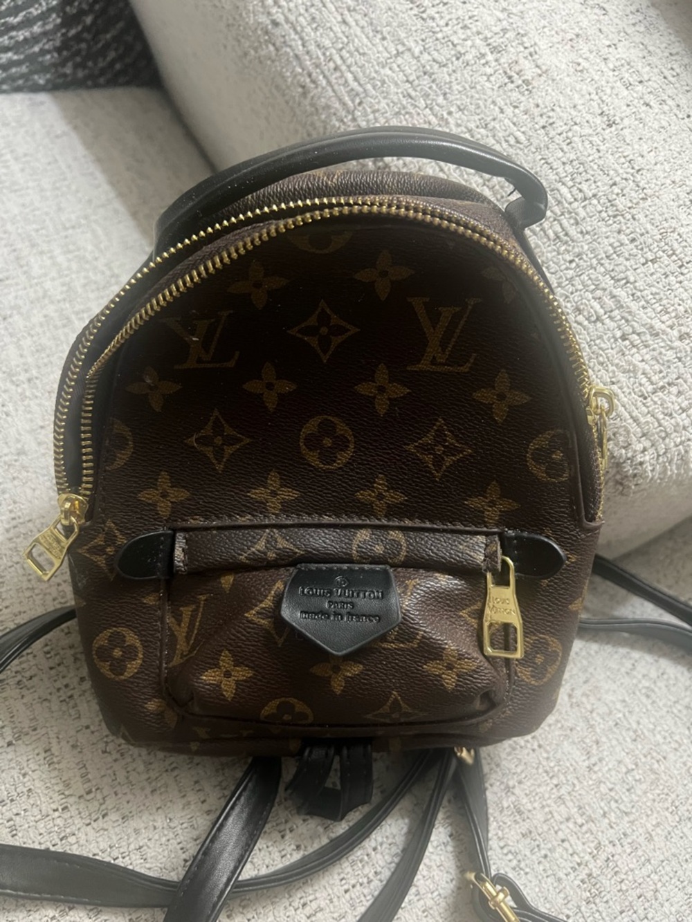 Monogram Canvas Mini Backpack in Brown with Gold Hardware